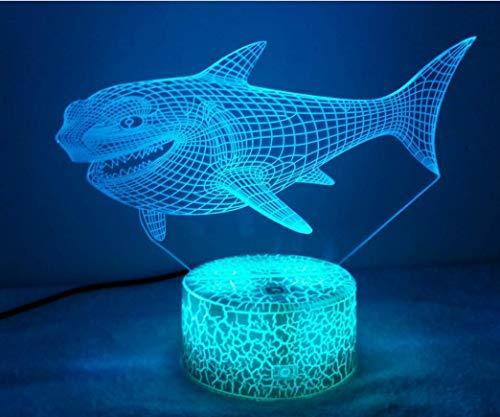 Jinson well 3D hai fisch led Lampe optische Illusion Nachtlicht, 7 Farbwechsel Touch Switch Tisch Schreibtisch Dekoration Lampen mit Acryl Flat ABS Base USB Kabel Spielzeug