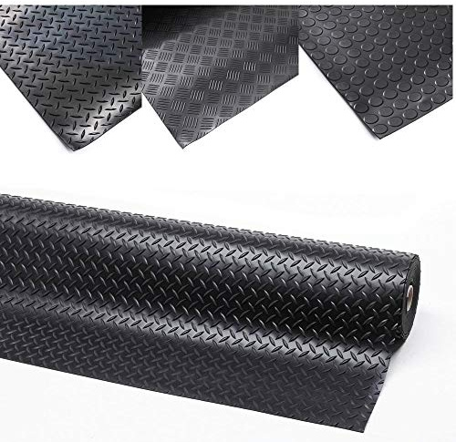 Gummi Rouleau de Tapis en Caoutchouc 600cm Pastilles, Revêtement de Sol Antidérapant, Tapis de Protection Robuste pour Garage et Atelier