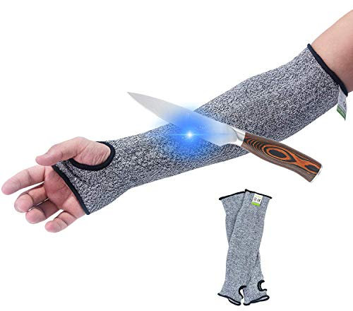 Manchons en tricot résistants aux coupures niveau 5 de protection, résistants aux éclaboussures, protection des bras avec fente pour le pouce, aide à prévenir les rayures, les irritations de la peau