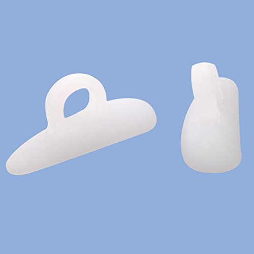 Bargain Wells 1 Pair of Silicone Hammer Toe Correctors – Single Loop Gel Straighteners for Claw & Bent Toes (2 Correctors, White)