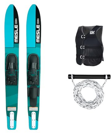 Mesle Wasser-Ski Set XPlore 157 cm mit Weste Sportsman + Leine Set, Anfänger und Fortgeschrittene Combo-Ski Ausrüstung für Jugendliche und Erwachsene