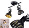 Deckenleuchte Osina, moderne Deckenlampe aus Metall in Schwarz/Goldfarben m. verstellbaren Strahlern, Leuchte im Retro/Vintage-Design mit Lichteffekt, 2-flammig, 2 x E14, ohne Leuchtmittel