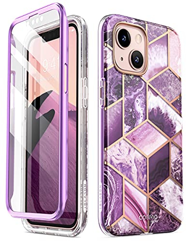 i-Blason Cosmo Series Slim Full Body Protective Case for iPhone 13 Mini 5.4 inch (2021 Release), Marble Purple
