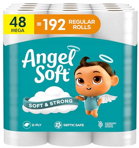 Angel Soft Toilettenpapier, 48 Mega-Rollen = 192 normale Rollen, weiches und starkes Toilettenpapier