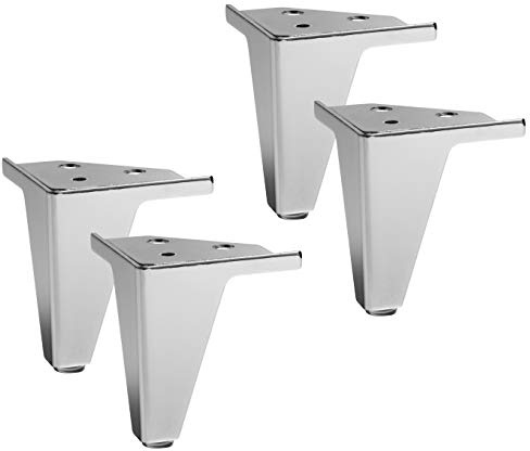 IPEA 4 Legs for Furniture and Sofas Model Gemma - Height 105 mm - Set of 4 Iron Legs for Cabinets and Furniture - Modern and Elegant Design - Chrome Metal Colour