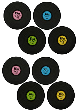 8er Set Tischset Vinyl Schallplatte Ø 39 cm Platzmatte Rund Platzsets Tischmatte Tisch Untersetzer