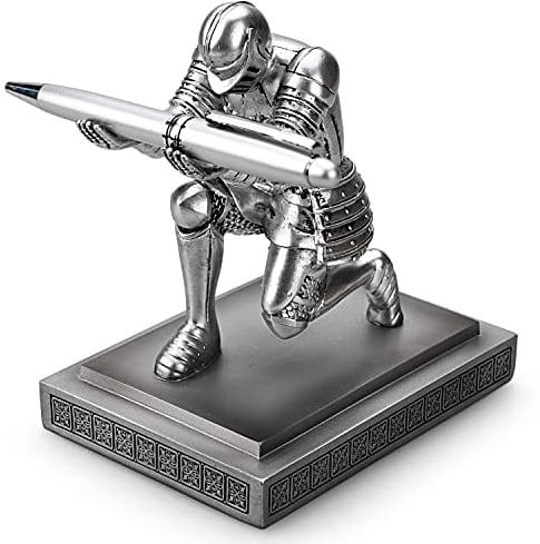 HDMbigmi Knight Stiftehalter Stifteständer Schreibtisch-Organizer und Zubehör Harz Stifthalter als Geschenk mit einem schicken Stift für Büro und Zuhause Schreibtisch-Organizer (Silber)