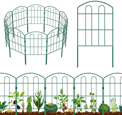 Confezione da 19 recinzioni decorative da giardino per esterni, 61 cm (altezza) x 6,7 m (lunghezza) in metallo rivestito antiruggine e paesaggio in ferro battuto