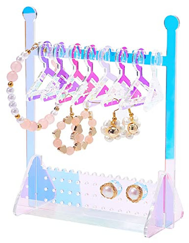 PandaHall Supports pour Boucles d'oreilles, Porte-Boucles d'oreilles en Acrylique avec Mini Cintres Goujons d'oreille Organisateur pour Salon de Détail Exposition Personnelle