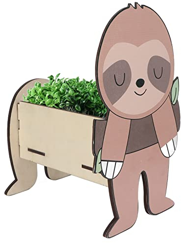 Holz-Blumentöpfe, Sukkulenten-Pflanzgefäß, niedliches Tier, Faultier-Form, Blumentöpfe, Pflanzenhalter, Cartoon-Kunst, Pflanzenbehälterhalter for Innen- und Außenbereich, Garten, Heimdekoration/326
