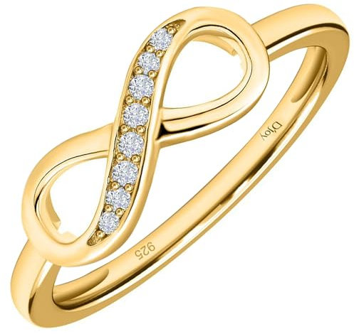 TJC Infinity Ring for Women In Gold Plated 925 Sterling Silver Cubic Zirconia CZ Forever Love Rhodium Plated for Ladies Size J