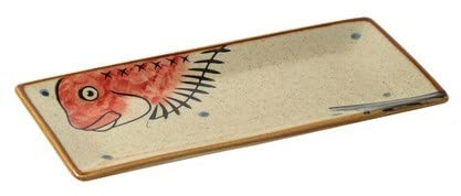 Japanese Style Ceramic Sushi Serving Platters Rectangular Sushi Plates (Red Fish)