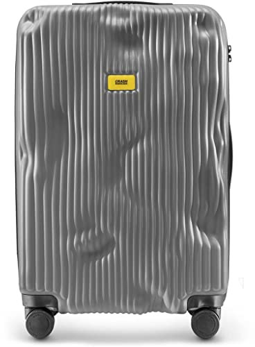 CRASH BAGGAGE Gestreifter Trolley-Koffer, Rauchgrau, Medium