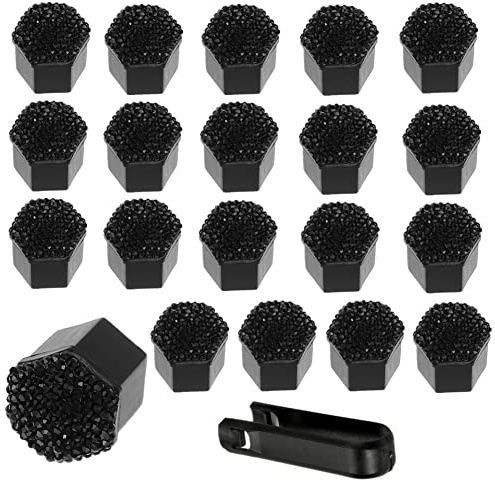 20 Stücke Universal Auto Radmutternkappen 19mm,Bling Bling Radschraubenkappen Radmutter Radbolzen Kappen für Auto-Muttern,Bling Diamant Radmutterkappe Sechskantschutz Radschrauben Kappen,Schwarz