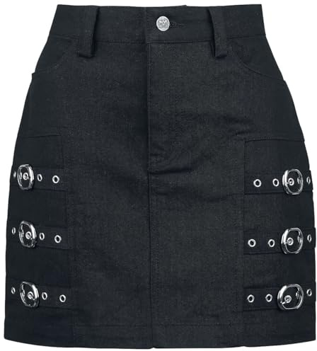 Black Premium by EMP Damen schwarzer kurzer Rock mit Schnallen