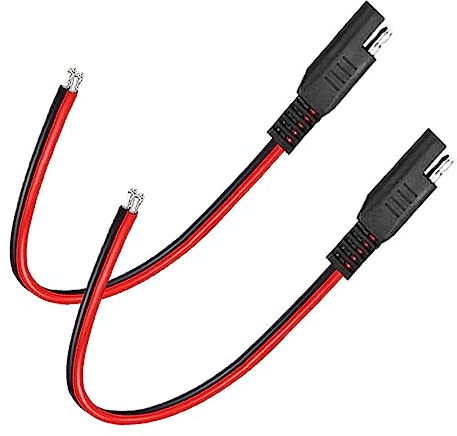 Liwinting 2pcs SAE Conector Cable 30cm, cable de extensión de automoción, SAE a SAE 2 pines de conexión rápida/desconexión del arnés 18AWG