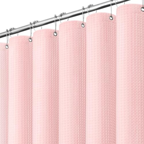 Dynamene Cortina de ducha de punto gofre de 256 g/m², tela resistente, 72 x 72 pulgadas, color rosa