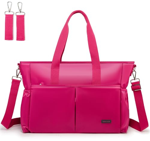 ROYALFAIR Baby Wickeltasche Klein für Unterwegs Reise Wickeltasche Bote Messenger mit Isoliertasche und Befestigungshaken (42 x 33 x 18 CM, Rosa)