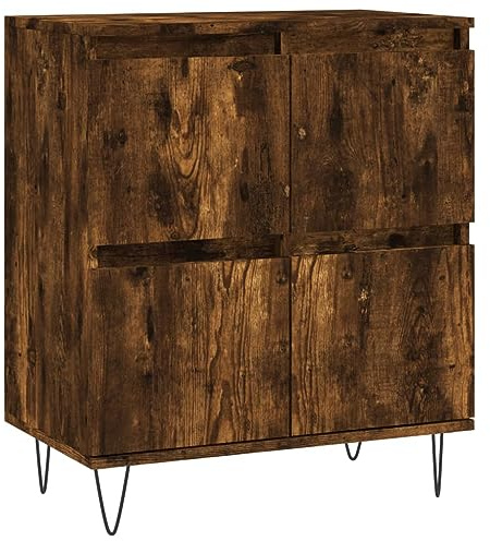 vidaXL Sideboard, Kommode mit viel Stauraum, Mehrzweckschrank Anrichte für Wohnzimmer, Schrank Beistellschrank Eisenbeine, Räuchereiche Holzwerkstoff