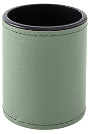 eglooh - Zefiro - Pot à Crayon pour Bureau du Design Ronde en Cuir Véritable Vert Sauge cm 7,8 x 7,8 H.9,5 - Coutures Artisanales et Structure Résistent - Made in Italy