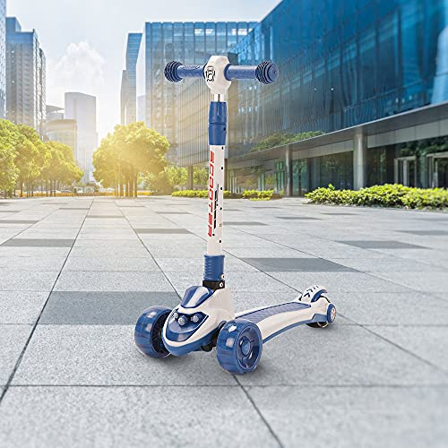 Tretroller für Kinder, 3 Räder, 2 bis 10 Jahre, Tretroller, drei Räder mit blinkenden LED-Lichtern und höhenverstellbarem Lenker, rutschfest, für Mädchen und Jungen