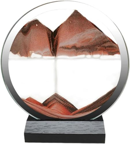 WlP Image De Sable Dynamique, Images d'art De Sable en Mouvement, Art De Sable Rond, Décor Mouvement Liquide, Sablier 3D, Paysage Sable Mer Profonde en Mouvement, Cadre Sable Fluide (Color : Orange)