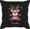 Kissen 50x50 - Weihnachtskissen Christmas Geschenke - Süßes Rentier mit Name Wunschtext I Geschenk Rentier Weihnachten I Rudolph Reindeer Rudolf - 50 x 50 cm - Schwarz - Weihnachts-Kissen