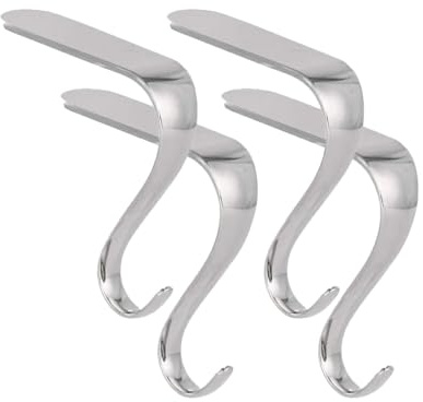 EIOLWJIEO 4 Paket/los Weihnachten Socken Haken Multifunktionale Metall Haken Starke Tragfähigkeit Eisen Kamin Weihnachten Geschenk Halter, Silber