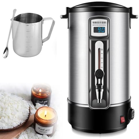 Pentola per sciogliere la cera per la produzione di candele, Pentola per sciogliere la cera elettrica, con beccuccio e regolatore di temperatura, kit per realizzare candele fai da te per adulti,30L