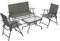 Outsunny Outdoor 4 Pieces Patio Furniture Set with Breathable Mesh Fabric Seat & Backrest, Garden Set with Two Foldable Armchairs, a Loveseat & Glass Top Table, Mixed Brown