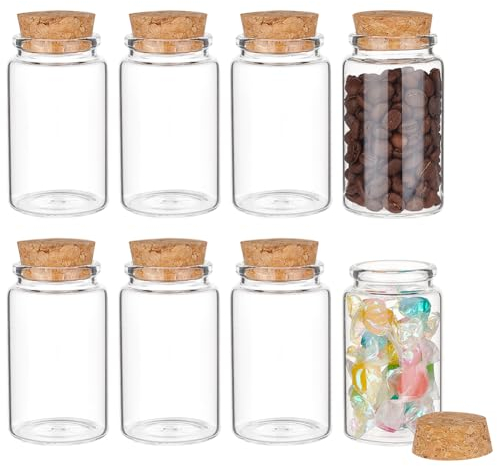 BENECREAT 8 pz 100 ml Mini Bottiglie di Vetro con Tappi di Sughero, Bottiglie dei Desideri, Bottiglie con Messaggi per Forniture per Feste di Matrimonio, Mestiere Fai da Te, Bomboniere per Shower