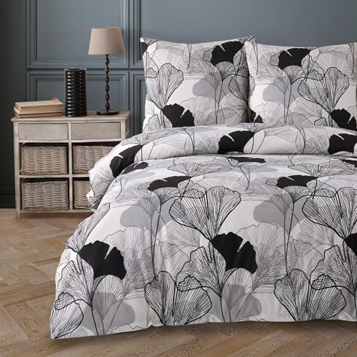 Buymax® Bettwäsche 155x220 80% Baumwolle, 20% Polyester 2-Teilig Bettbezug - Bettwäsche Set 155 x 220cm mit 1 mal Kissenbezug 80x80cm, ÖKO-TEX Baumwollmischung-Bettdeckenbezug mit Reißverschluss