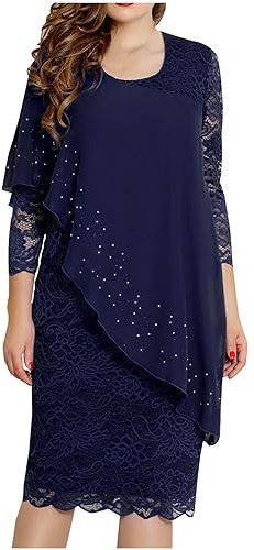 Vestito Chiffon Elegante a Manica 3/4 Trasparente Casual in Girocollo Vintage Elegante Tinta Unita Vestito Boho Abiti al Ginocchio Larghe Abito da Spiaggia Vestito Donna Primaverile Vestito da Casa