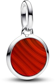 PANDORA ME Gravierbares Rotes Murano-Glas Mini-Medaillon-Charm aus Sterling Silber mit künstlichem Türkis, Kompatibel ME und Moments Armbänder, 793389C01