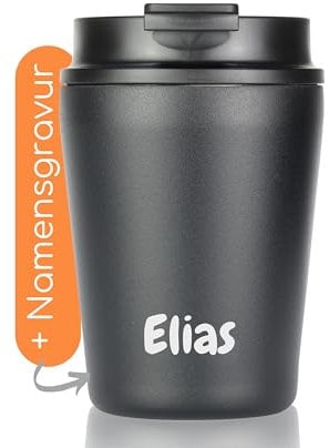 Milu Mug Isotherme 300ml, 400ml & 500ml - Thermo Café étanche en acier inoxydable, Tasse thermique sans BPA, 100% anti-fuite (Gravure, 300ml)