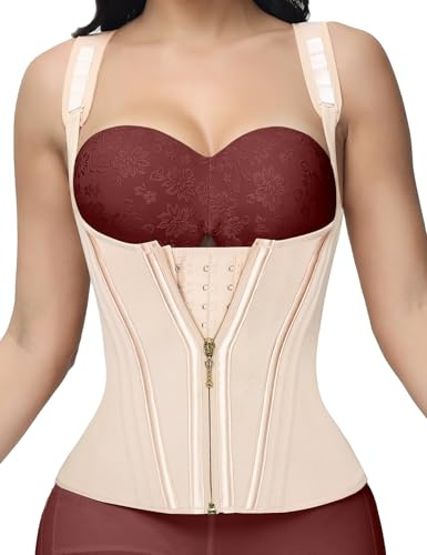 SHAPSHE Waist Trainer Underbust Corset Tummy Control Shapewear for Women | Double Layer Compression, 17 Steel Bones for Waist Back Support, 5 Adjustable Straps, For Postpartum Workout Daily Work