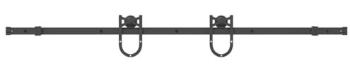vidaXL Schiebetürbeschlag-Set 183 cm Stahl Schwarz, Schiebetür-Beschlag, Schiebetür-Rolle, Schiebetür-System, Schiebetür-Schiene, Schiebetür-Bügel