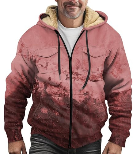 Générique Sherpa Blouson Homme Hiver Chaud Sweat Capuche Blouson De Travail Homme Hiver Pull Homme Zippé Pull Rose Homme Pull Homme Hiver Chaud Laine Gilet Homme Chaudrougexxl