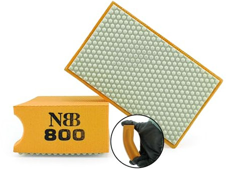 NBB Tampon à Main diamanté pour poncer ou polir éponge diamantée Bloc Diamant de ponçage Polissage avec Dos en éponge Flexible pour meuler Pierre Granit céramique Carreau Verre Bois métal (1, 800#)