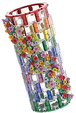 LootPop Rainbow Translucent Building Block - Vase Decoration Display Set - MOC STEM Toy Compatible with Famous Flower Bouquet 10280 Kit 473Pcs - Gift for Her