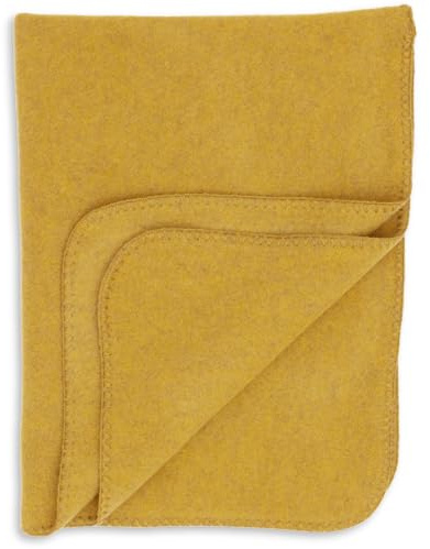 Engel Baby-Decke mit Muschelkante 80x100 cm & Mulltuch Blaubaer | Weiche Wolldecke Fleece für Kinderwagen und Zuhause | 100% Merino Schurwolle kbT mulesing-free | natürlicher Temperaturausgleich