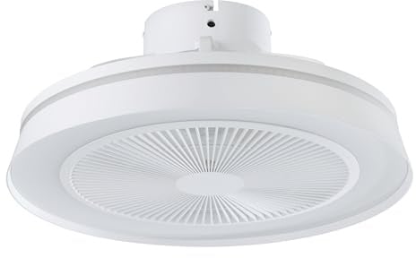 EGLO LED Deckenventilator mit Beleuchtung Vallonia 1, mit Fernbedienung | dimmbar, Ventilator Decke klein, Timer, Weiß, DC Motor, Sommer-Winter-Funktion, warmweiß - kaltweiß, RGB, Ø 48 cm