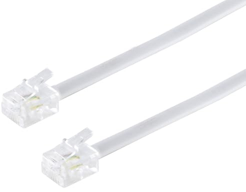 1aTTack.de 1x 10m - Cavo telefonico RJ11 6/4 spina a RJ11 6/4 cavo piatto spina Western a 4 fili bianco