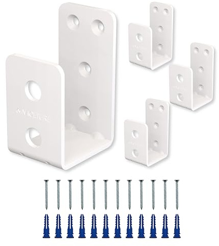 Door Barricade Brackets – Heavy Duty 2x4 U Bracket Door Brace Reinforcement Plates with Screws, Wall Mount Security Bar Holder for Front Door Safety, Anti-Rust Steel, Easy Install (White 4 Pack)