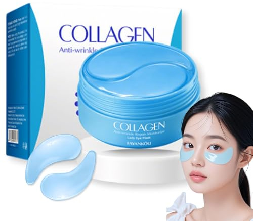 60 Stück Collagen Augenpads Gegen Falten - Augenpads Gegen Augenringe - Hyaluron Collagen Eye Patches Nährend & Glättend - Eye Pads Gegen Falten, Tränensäcke & Schwellungen - Augenmaske kühlend