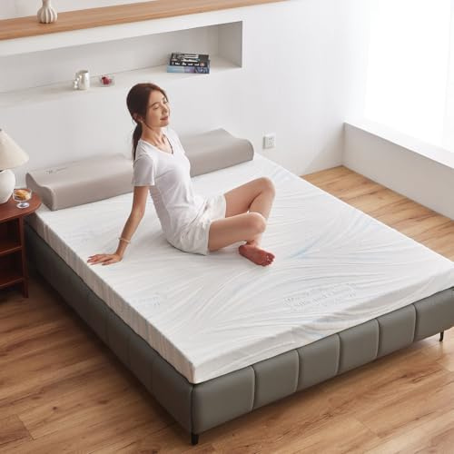 LDLCYCN Whiteb/5cm,200x240cm, Memory Schaum Japanische Bodenmattratze Topper Dicke 5Cm / 8Cm / 10Cm Futon Matratze Pad Mit Abdeckung Jacquard-Stoff Stricken Schlafmatte Tatami-Pad