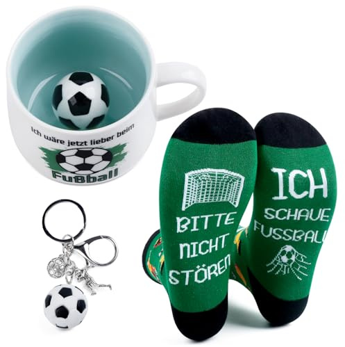 Bingqiling Der Sportliche Kaffee Pott, Fußball Geschenk - Tasse Mug 375ml, Fussball Socken, Lustiger Becher für Papa & Männer, Ideales Vatertag & Männer Geschenk für Fußballfans
