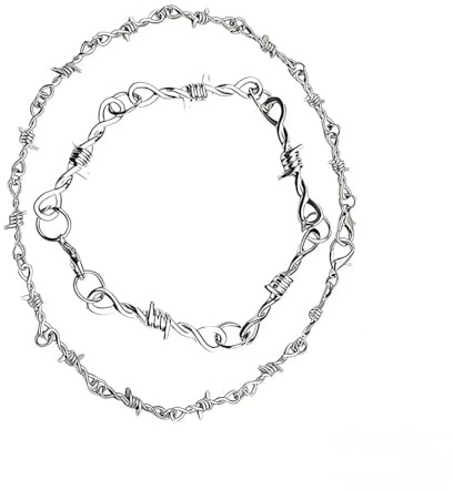 ZWWOGE Unisex Kette & Armband Mit Stacheldraht-Design - Grunge Accessoires Für Rave & Techno Outfits - Stylische Halskette Mit Safety Pin & Chain Details Im Punk Look