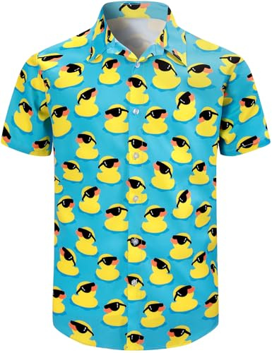 COSAVOROCK Men's Hawaiian Shirts Casual Beach Floral Funky Short Sleeve Shirt
