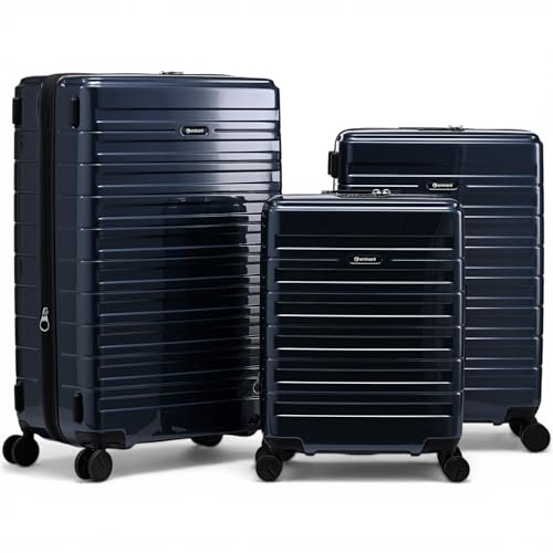 Eminent Voyager Kofferset 3-Teilig, Erweiterbar, Hartschalenkoffer, 4 Rollen, Leicht, TSA Schloss, Handgepäck Mittel Groß, Trolley Reisekoffer Rollkoffer Urlaub Schwarz
